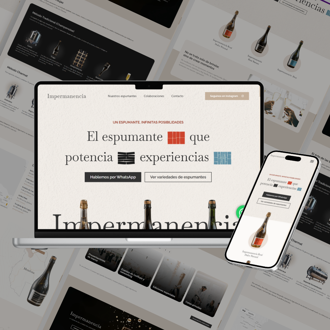 Impermanencia - Landing page para colaboraciones de eventos con vinos y espumantes premium.